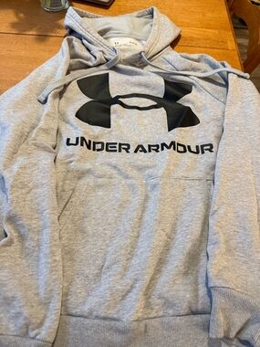 Under Armour Light Gray Hoodie with Black Logo